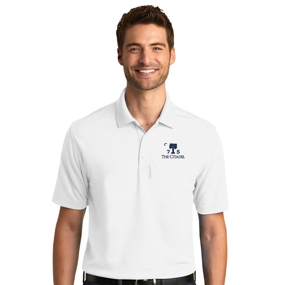 The Citadel, Big Red, Class of 1975,  UV Micro-Mesh Polo Shirt- White