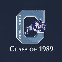 Load image into Gallery viewer, The Citadel, 35 Year Reunion, Class of 1989, The Citadel Jumping Bulldog UV Micro-Mesh Polo Shirt-Navy

