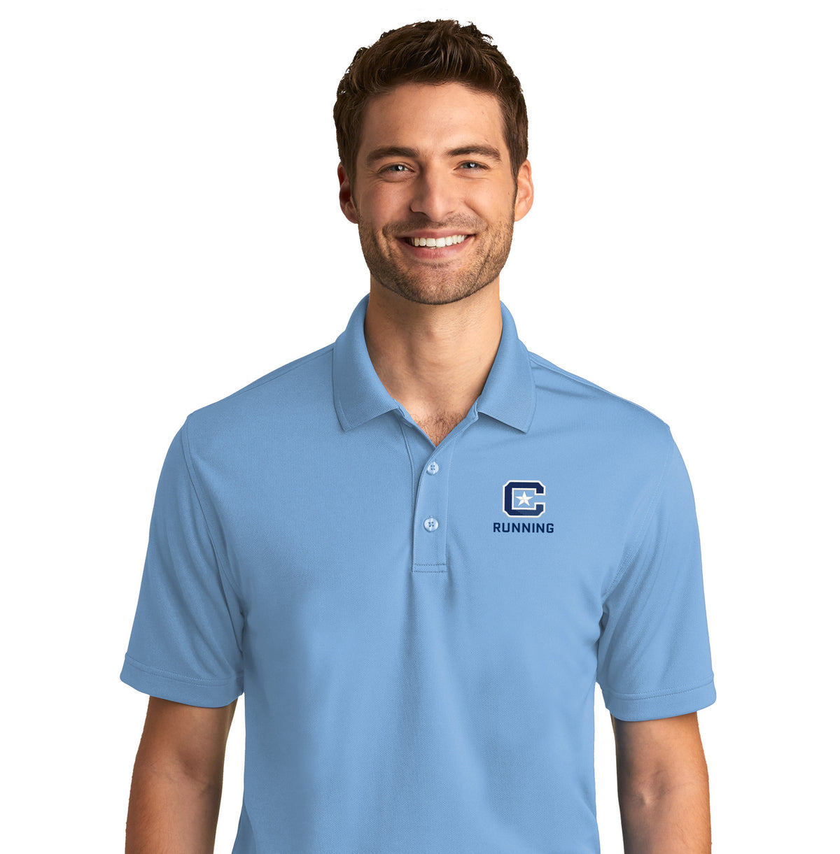 The Citadel, C Star, Club Sports-Running,  UV Micro-Mesh Polo- Carolina Blue