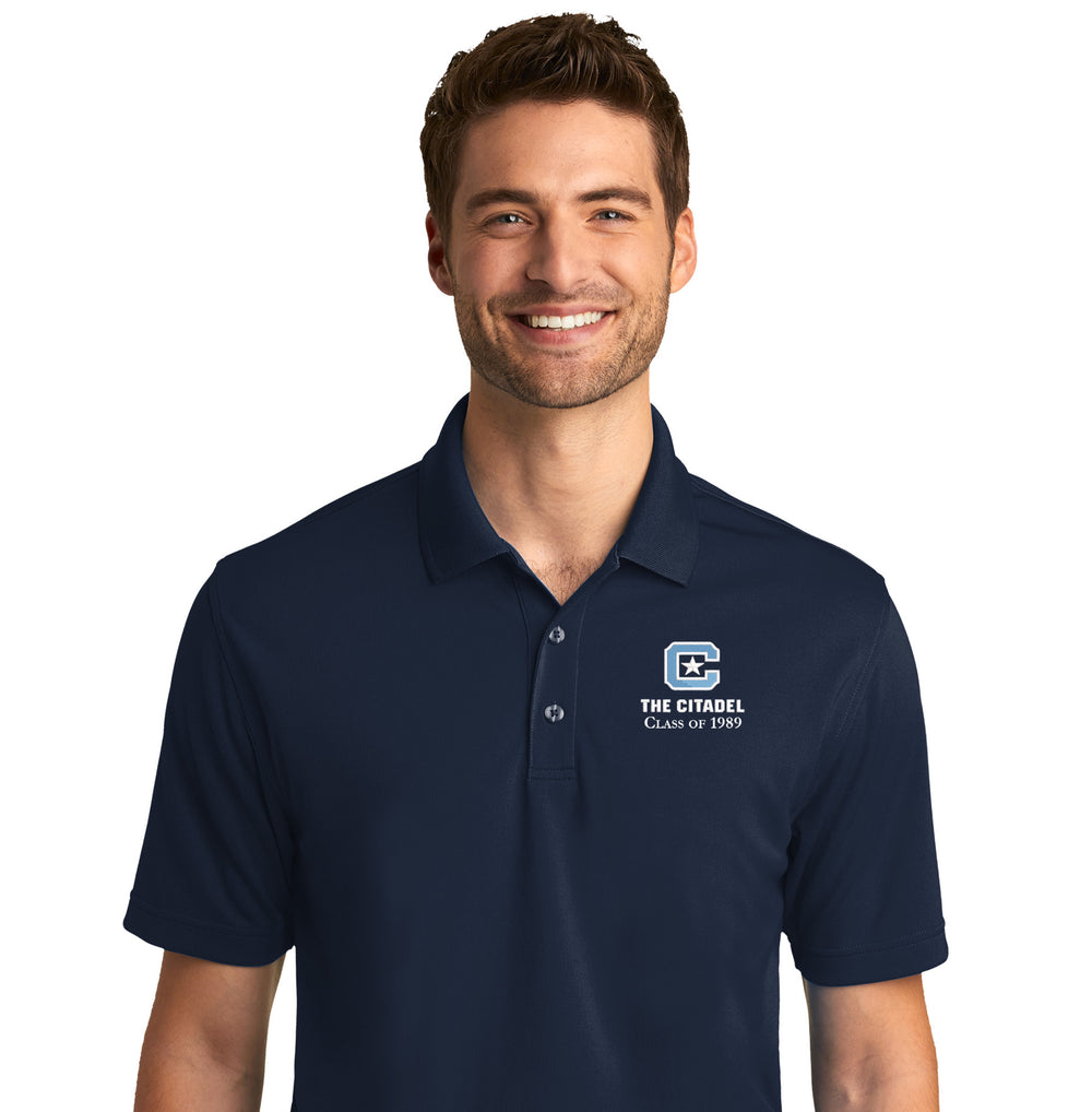 The Citadel, C Star, Class of 1989, Official Reunion UV Micro-Mesh Polo Shirt- Navy