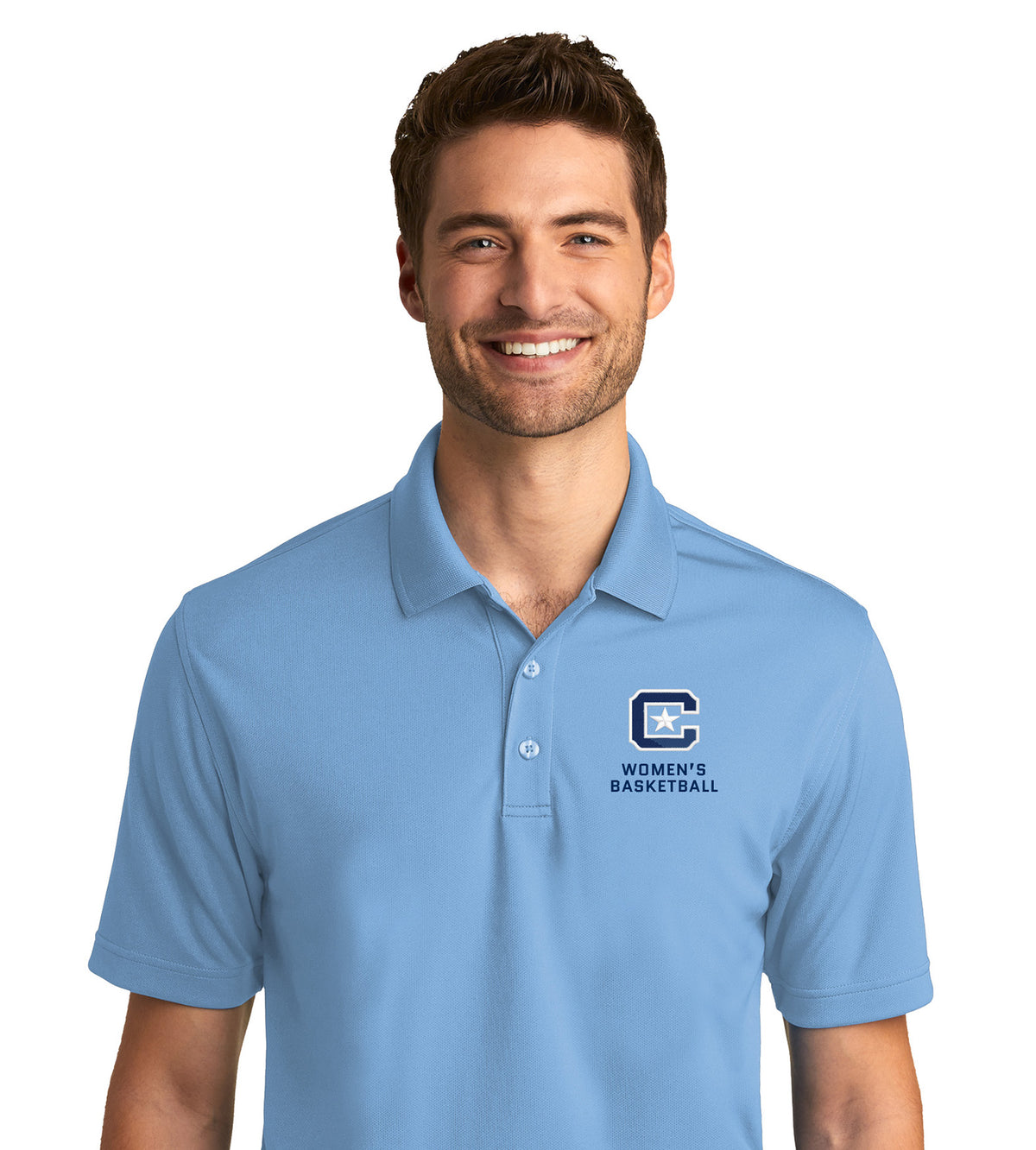 The Citadel C, Sports Club - Women's Basketball, UV Micro-Mesh Polo- Carolina Blue