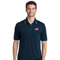 Load image into Gallery viewer, American Flag,  Dry Zone® UV Micro-Mesh Tipped Polo - Navy
