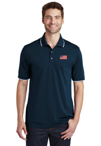 Load image into Gallery viewer, American Flag,  Dry Zone® UV Micro-Mesh Tipped Polo - Navy
