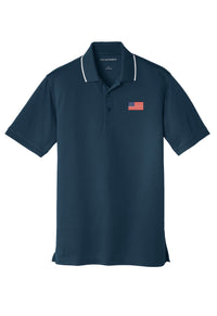 Load image into Gallery viewer, American Flag,  Dry Zone® UV Micro-Mesh Tipped Polo - Navy
