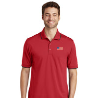 Load image into Gallery viewer, American Flag,  Dry Zone® UV Micro-Mesh Tipped Polo - Red
