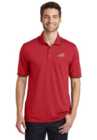 Load image into Gallery viewer, American Flag,  Dry Zone® UV Micro-Mesh Tipped Polo - Red
