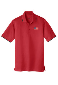 Load image into Gallery viewer, American Flag,  Dry Zone® UV Micro-Mesh Tipped Polo - Red
