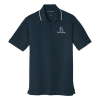 Load image into Gallery viewer, The Citadel, Marching bulldog logo, UV Micro-Mesh Tipped Polo- Navy
