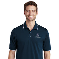 Load image into Gallery viewer, The Citadel, Marching bulldog logo, UV Micro-Mesh Tipped Polo- Navy
