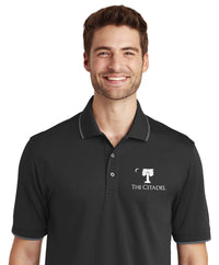 Load image into Gallery viewer, The Citadel, Big Red logo, UV Micro-Mesh Tipped Polo - black
