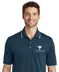 Load image into Gallery viewer, The Citadel, Big Red logo, UV Micro-Mesh Tipped Polo - Navy
