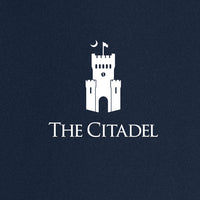 Load image into Gallery viewer, The Citadel, Raised Barracks Logo, Double Knit 1/4-Zip Vest - Navy
