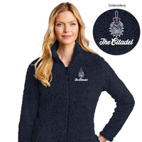 Load image into Gallery viewer, The Citadel Spike Logo, Ladies Cozy Fleece, Full Zip Jacket
