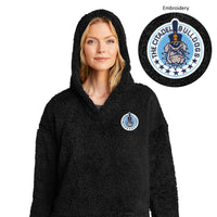 Load image into Gallery viewer, The Citadel, Bulldogs, Spike, Ladies Cozy Fleece Embroidered Hoodie- Black
