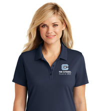 Load image into Gallery viewer, The Citadel, C Star, Class of 2024, Port Authority® Ladies Dry Zone® UV Micro-Mesh Polo Shirt- Navy
