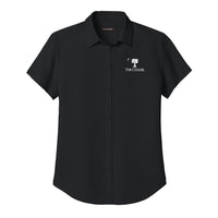 Load image into Gallery viewer, The Citadel, Big Red, Palm Tree, Women’s Short Sleeve UV Dockside Shirt - Black
