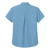 Load image into Gallery viewer, The Citadel,  Women’s Short Sleeve UV Dockside Shirt - Carolina Blue - Back
