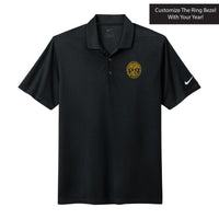Load image into Gallery viewer, The Citadel, Customizable (Your Year) Embroidered Ring Bezel Design, Nike Dri-FIT Micro Pique 2.0 Polo - Black

