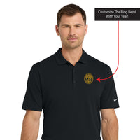 Load image into Gallery viewer, The Citadel, Customizable (Your Year) Embroidered Ring Bezel Design, Nike Dri-FIT Micro Pique 2.0 Polo - Black
