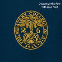 Load image into Gallery viewer, The Citadel, Customizable (Your Year) Embroidered Ring Bezel Design, Nike Dri-FIT Micro Pique 2.0 Polo - Navy
