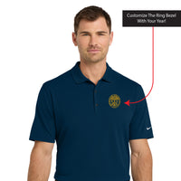 Load image into Gallery viewer, The Citadel, Customizable (Your Year) Embroidered Ring Bezel Design, Nike Dri-FIT Micro Pique 2.0 Polo - Navy
