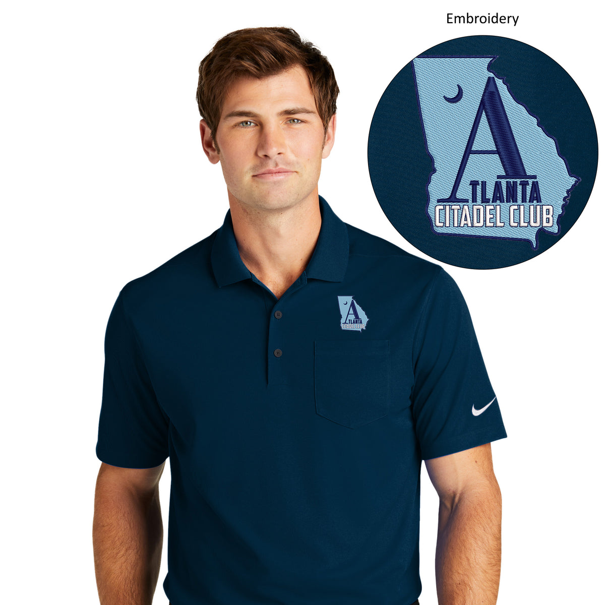 The Citadel, Atlanta Citadel Club, Nike Dri-FIT Micro Pique 2.0 Pocket Polo - Navy