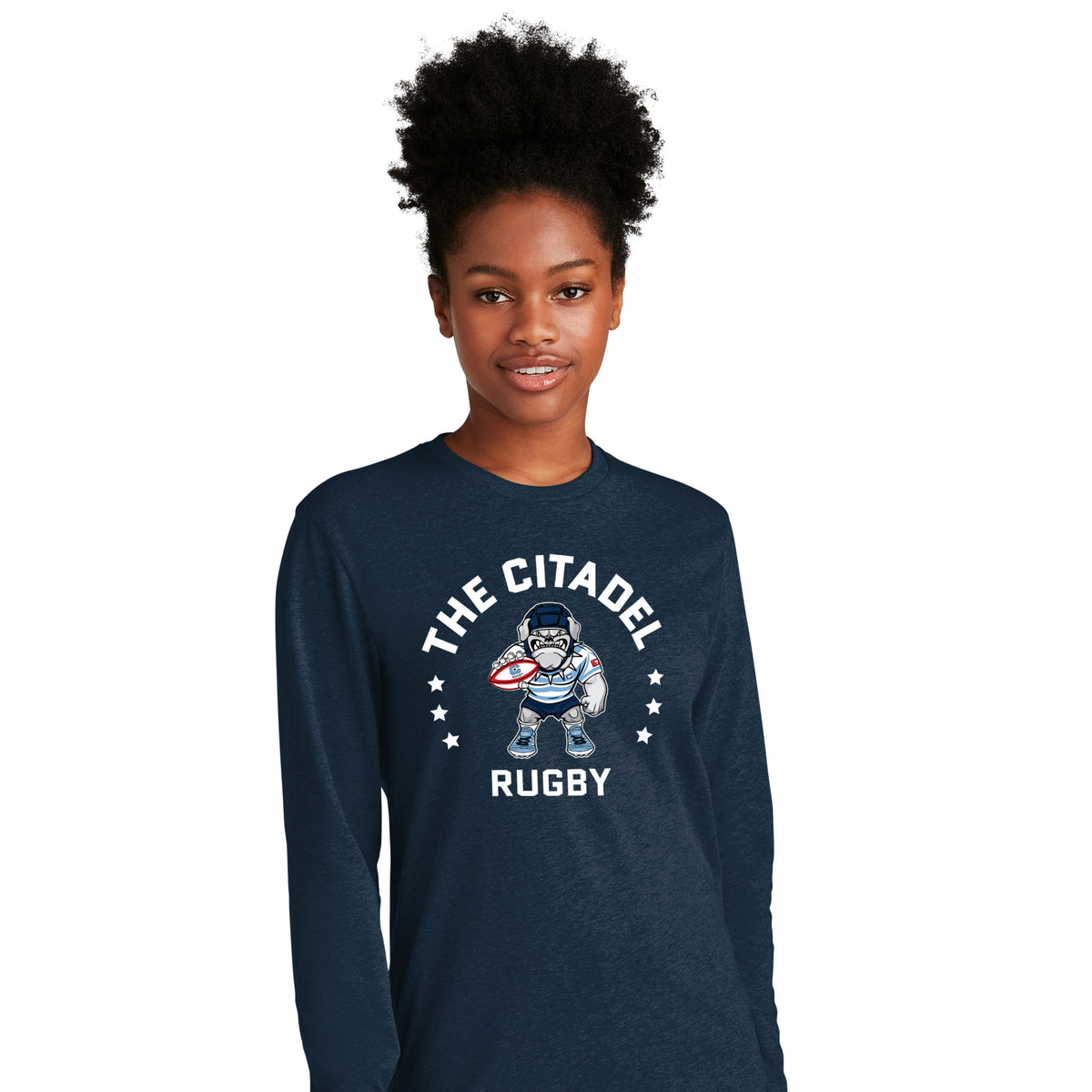 The Citadel Block C Star logo, Club Sports - Next Level Apparel® Adult CVC Long Sleeve T-Shirt - Navy