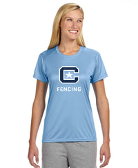 Load image into Gallery viewer, The Citadel C, Club Sports - Fencing, A4 Ladies&#39; Cooling Performance T-Shirt- Carolina Blue
