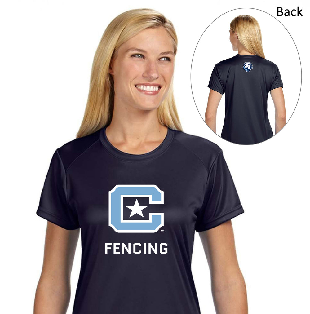 The Citadel C, Club Sports - Fencing, A4 Ladies' Cooling Performance T-Shirt-Navy