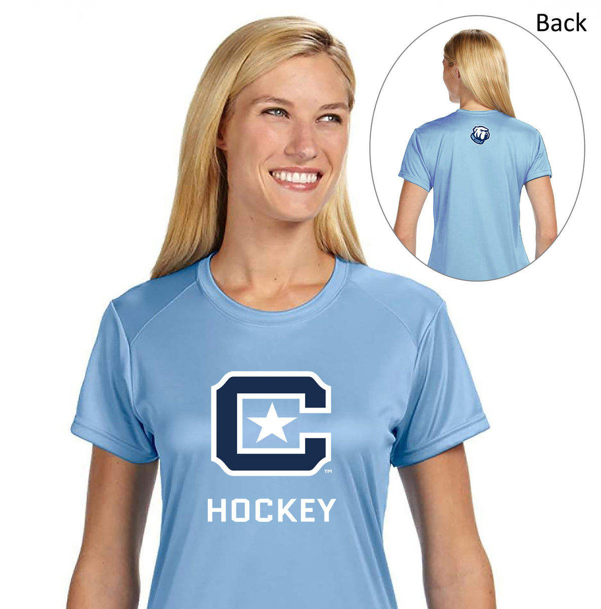 The Citadel, Club Sports - Hockey, Ladies' Cooling Performance T-Shirt- Carolina Blue