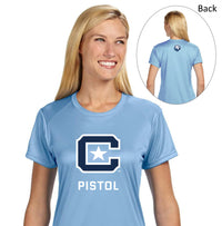 Load image into Gallery viewer, The Citadel, Club Sports - Pistol, A4 Ladies&#39; Cooling Performance T-Shirt-Carolina Blue
