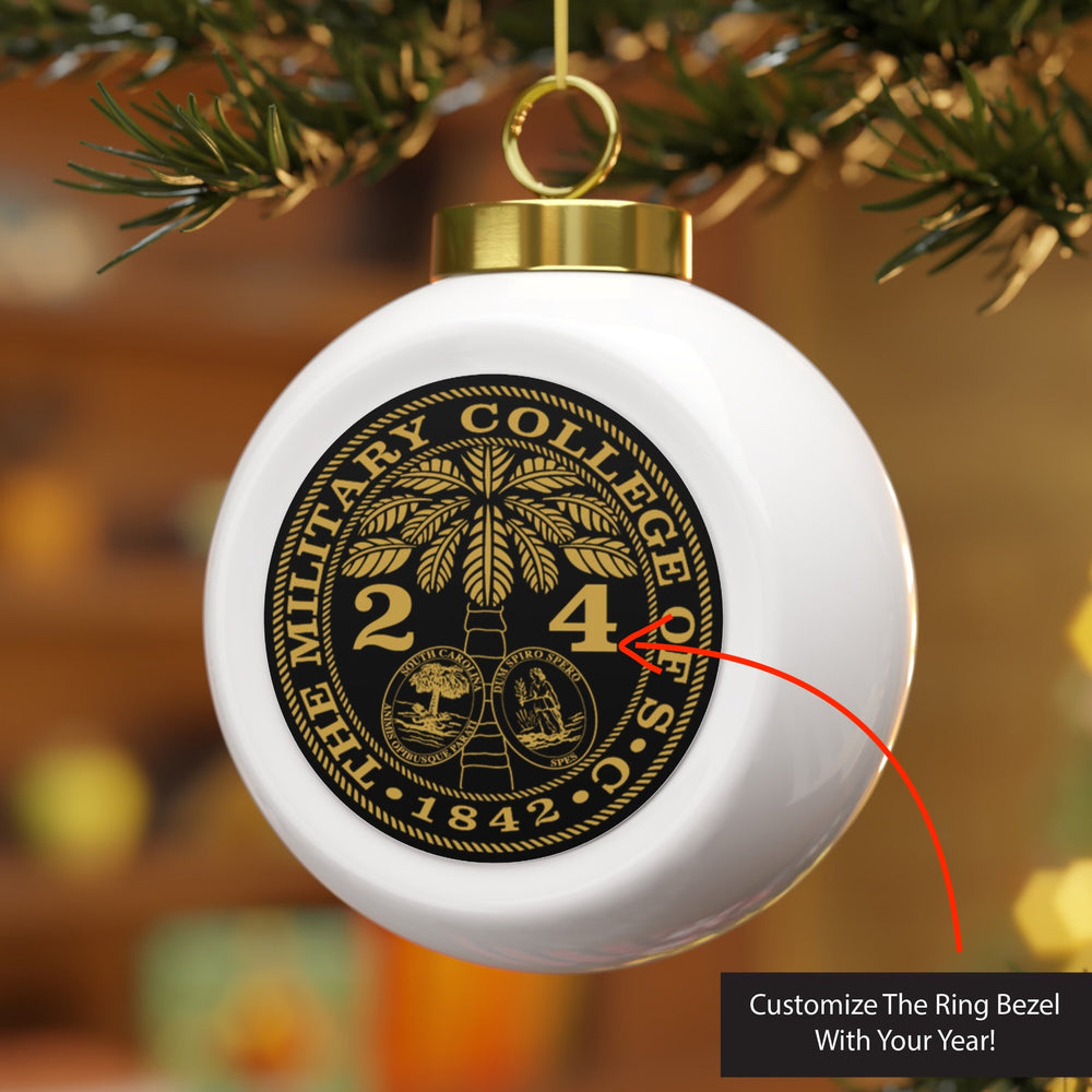 The Citadel, Customized Year Ring Bezel, Christmas Ball Ceramic Ornament