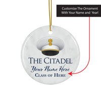 Load image into Gallery viewer, The Citadel, Graduation Cap, Customized Name and Year, Ceramic Ornament, Circle
