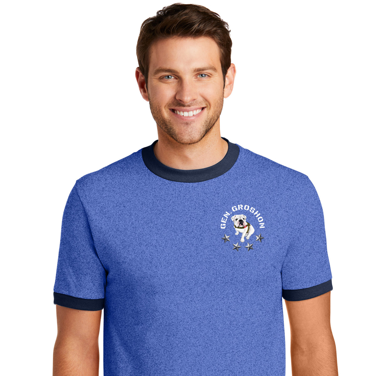 The Citadel, General Groshon, Ringer Style Tee Shirt - Royal / Navy