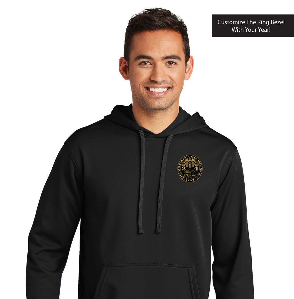 The Citadel, Customizable (Your Year) Ring Bezel Design,  Performance Fleece Pullover Sweatshirt-Black