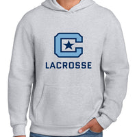 Load image into Gallery viewer, The Citadel Sports - Lacrosse, C Star, Easy Fleece Pullover Hooded Sweatshirt - Ash
