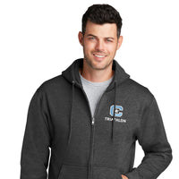 Load image into Gallery viewer, The Citadel, Club Sports - Triathlon, Core Fleece Full-Zip Hooded Sweatshirt - Dark Heather Grey
