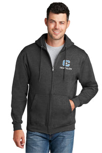 Load image into Gallery viewer, The Citadel, Club Sports - Triathlon, Core Fleece Full-Zip Hooded Sweatshirt - Dark Heather Grey
