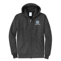 Load image into Gallery viewer, The Citadel, Club Sports - Triathlon, Core Fleece Full-Zip Hooded Sweatshirt - Dark Heather Grey
