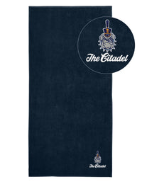 Load image into Gallery viewer, The Citadel, Spike Logo,  Navy Beach Towel
