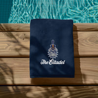 Load image into Gallery viewer, The Citadel, Spike Logo,  Navy Beach Towel
