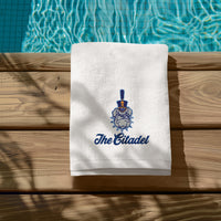 Load image into Gallery viewer, The Citadel, Spike Logo,  White Beach Towel
