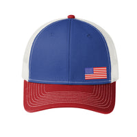Load image into Gallery viewer, U.S. Port Authority® Snapback Trucker Cap - Blue/Red/White
