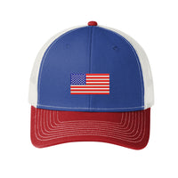 Load image into Gallery viewer, U.S. Flag, Port Authority® Snapback Trucker Cap - Blue/White/Red
