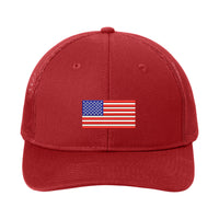Load image into Gallery viewer, U.S. Flag, Port Authority® Snapback Trucker Cap - Red
