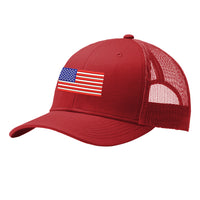 Load image into Gallery viewer, U.S. Flag, Port Authority® Snapback Trucker Cap - Red
