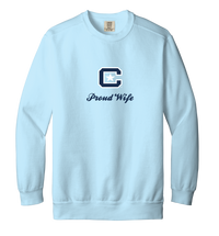 Load image into Gallery viewer, The Citadel Block C, Proud Wife, Embroidered Comfort Colors ® Ring Spun Crewneck Sweatshirt
