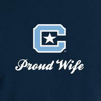 Load image into Gallery viewer, The Citadel Block C, Proud Wife, Embroidered Comfort Colors ® Ring Spun Crewneck Sweatshirt
