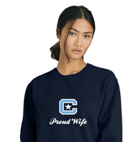 Load image into Gallery viewer, The Citadel Block C, Proud Wife, Embroidered Comfort Colors ® Ring Spun Crewneck Sweatshirt
