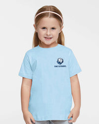 Load image into Gallery viewer, The Citadel Bulldog, Toddler Fine Jersey Tee - Light Blue
